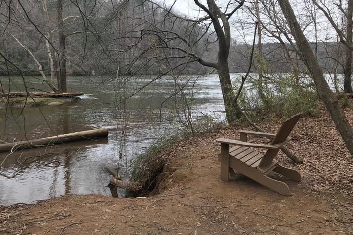 The Chattahoochee River is shown in winter foliage.