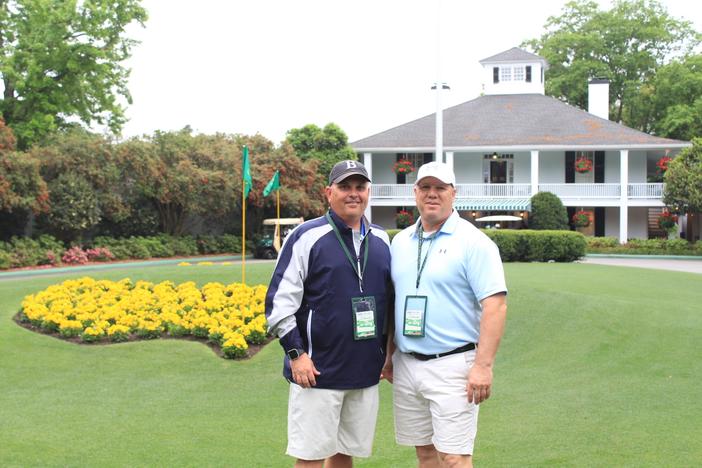 Blair Harrison pictured with Al Pellegrino (right) at the 2019 Masters in Augusta, GA.