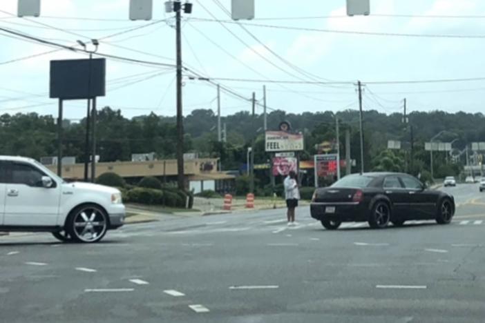 Person crossing intersection