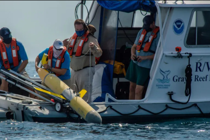 Drone being launched from boat