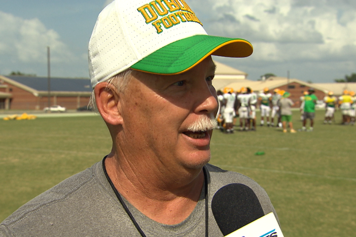 Dublin High School head football coach Roger Holmes