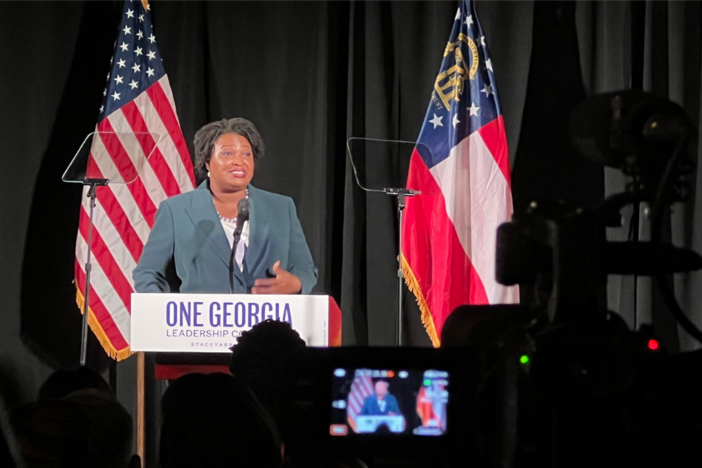 Stacey Abrams delivers a major economic policy platform address at Atlantucky Brewing in Castleberry Hill on August 9, 2022.