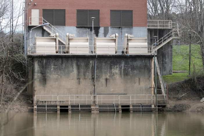 A raw water intake station is seen on the Oostanaula River in Rome, Georgia, in March 2021. Local officials say toxic chemicals known as PFAS have entered the city's water supply from upstream. The Environmental Protection Agency is expected to propose new limits on PFAS chemicals in drinking water this year. 