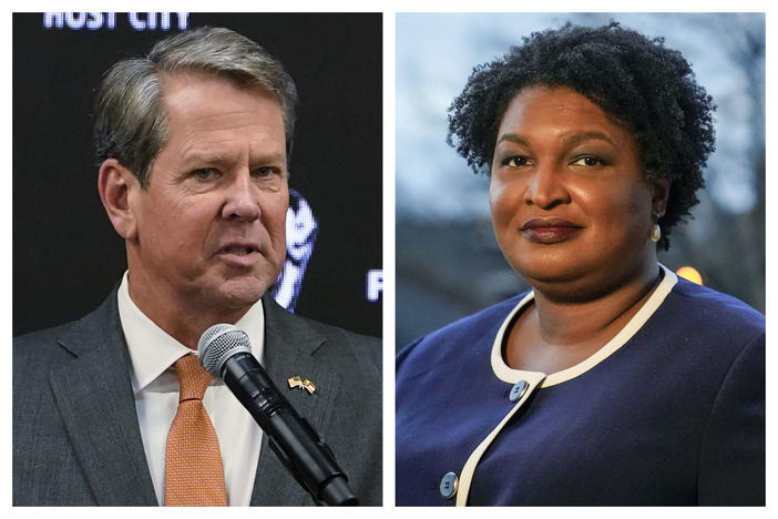 Georgia Gov. Brian Kemp, left, and gubernatorial Democratic nominee Stacey Abrams. 