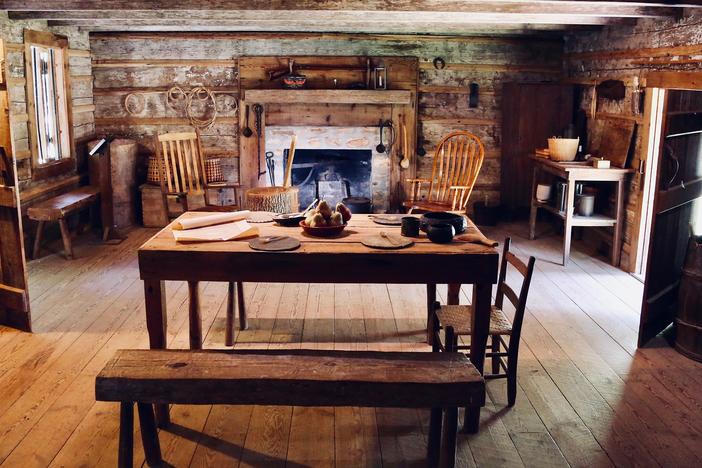 inside an 1800s wooden farmstead