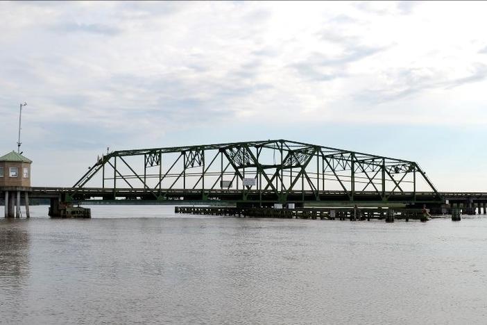 The Houlihan Bridge in Port Wentworth, built in 1922 and slated for replacement, is Georgia’s last remaining swing-style bridge. 