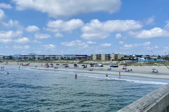 Coastal development along the Tybee Island beachfront in Chatham County, Georgia