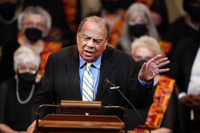 Civil rights icon Andrew Young delivers a sermon at First Congregational Church on Wednesday, March 9, 2022 to celebrate his 90th birthday in Atlanta. A new scholarship program for students at historically black colleges and universities bears the name of the former United Nations Ambassador. McGraw Hill Education, an arm of McGraw Hill publishing, put up an initial $50,000 for the Andrew Young HBCU Scholarship Program, which will fund 10 first-year students next fall who plan to attend an HBCU.