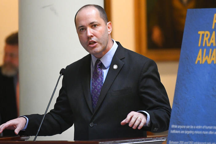 In this Jan. 13, 2020 file photo, Georgia Attorney General Chris Carr speaks at the state capitol in Atlanta. Democratic state Sen. Jen Jordan is leading with her advocacy of abortion rights as she challenges Carr. The two candidates also disagree over who would best protect Georgians from crime and what’s the best approach to protect consumers and encourage businesses.