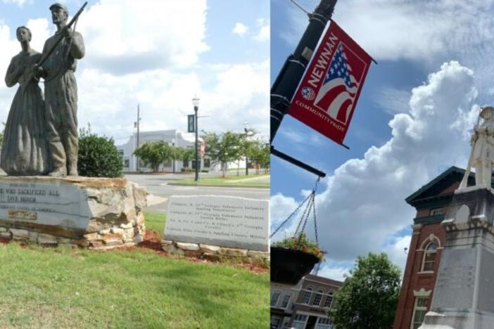 The Georgia Supreme Court has weighed in on lawsuits fighting local governments’ decision to remove Confederate monuments from public spaces, including in Henry and Newton counties. Across Georgia more than 60 statues and other memorials were erected in courthouse squares, including in Appling County, left, and Coweta County right. Georgia Recorder file photos