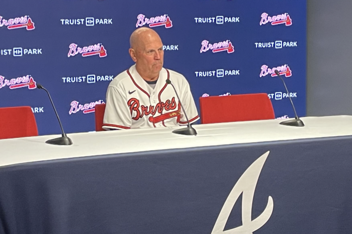 Atlanta Braves manager Brian Snitker after a home game with the New York Mets on Oct.2, 2022 in Atlanta