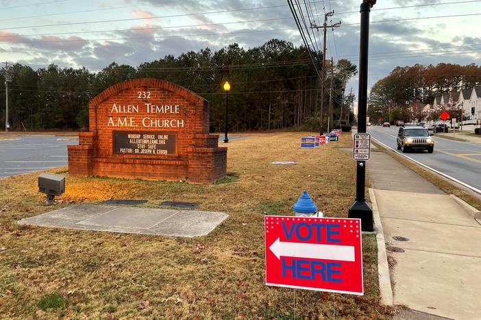 Allen Temple A.M.E. church as seen from the voter line Nov. 8, 2022