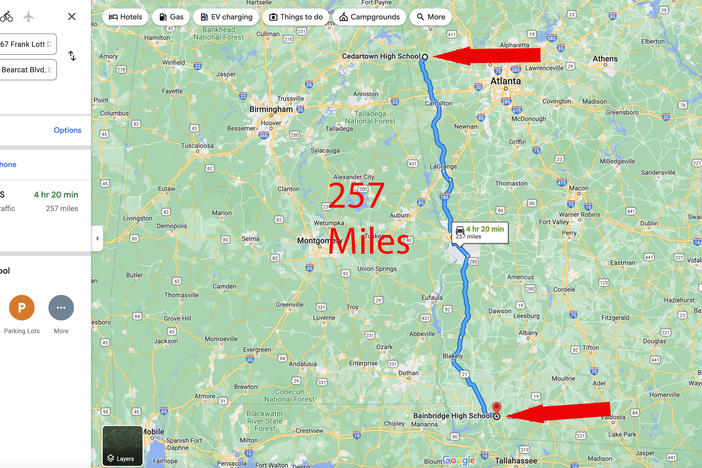 257 Miles - Cedartown High School to Bainbridge High School