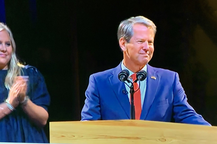 Governor Brian Kemp address supporters.