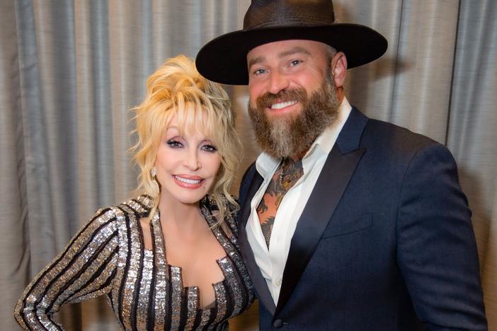Dolly Parton and Zac Brown at the 2022 Rock and Roll Hall of Fame Induction Ceremony in Los Angeles on Nov. 5, 2022
