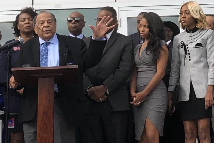 Former Ambassador Andrew Young speaking to students at Atlanta University Center earlier this year (photo credit: Rebecca Grapevine).