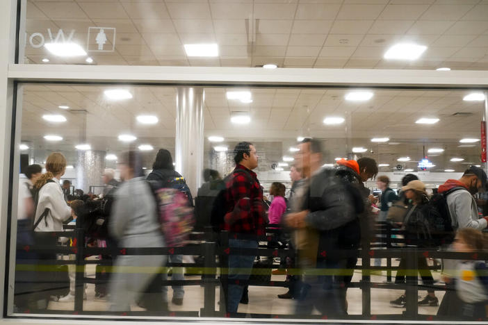 People in line at airport