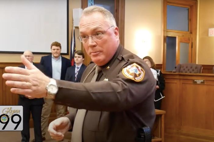 John Powell, former Glynn County Police chief, speaking to onlookers after being sworn-in on January 26, 2018. Credit: Glynn County, Screenshot