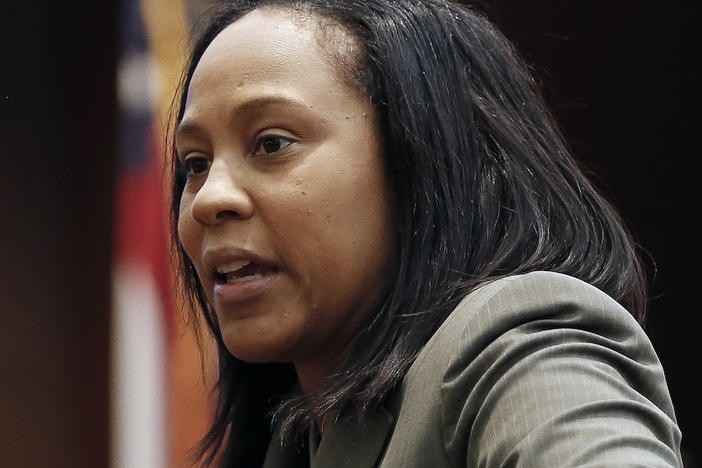 Fulton County deputy district attorney Fani Willis gestures as she makes her closing arguments during a trial for Martin Blackwell in Atlanta, Wednesday, Aug. 24, 2016. Blackwell is accused of pouring hot water on two gay men as they slept.