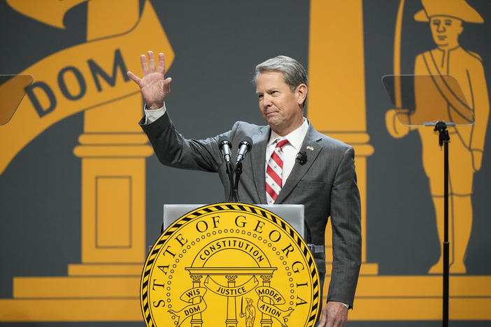 Gov. Brian Kemp speaks after being sworn in as Georgia's Governor during a ceremony on Thursday, Jan. 12, 2023, in Atlanta.