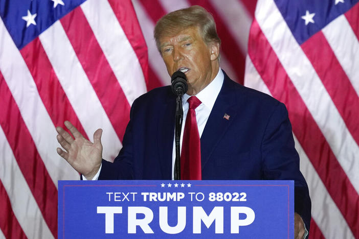 Former President Donald Trump speaks as he announces a third run for president, at Mar-a-Lago in Palm Beach, Fla., Nov. 15, 2022. The special grand jury investigating whether then-President Donald Trump and his allies committed any crimes while trying to overturn his defeat has finished its work. The judge overseeing the panel issued an order Monday dissolving the special grand jury. 