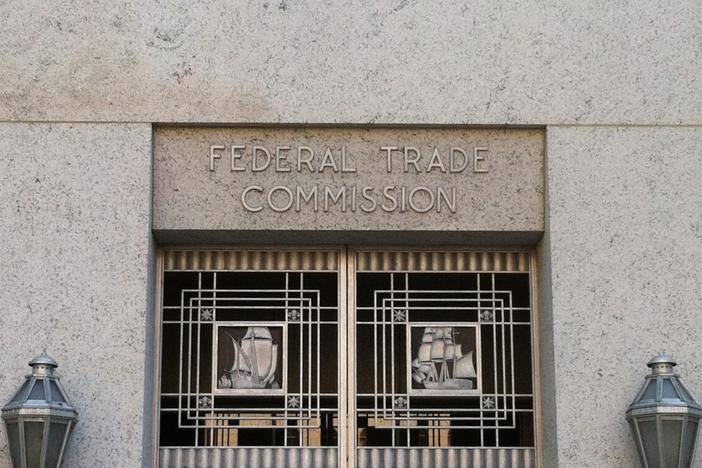 Door to the Federal Trade Commission building in Washington, D.C.
