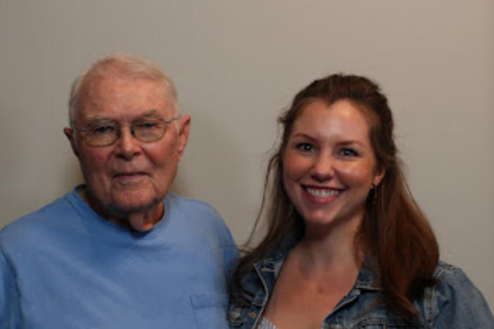 Story Corps booth participants Pat Patterson and Barbara Ann Creamer 