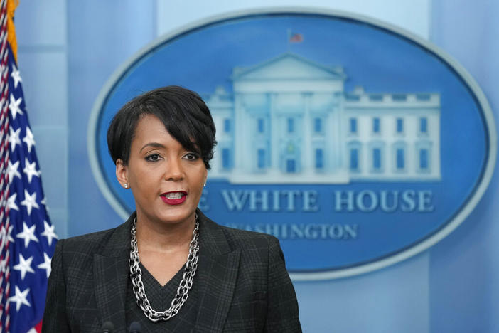  Senior Adviser to President Biden for Public engagement Keisha Lance Bottoms speaks during the daily briefing at the White House in Washington, Jan. 13, 2023. President Joe Biden on Monday announced the appointment of former Columbia, South Carolina, Mayor Steve Benjamin, as a top adviser, filling a key White House role from a state that has become crucial to the Democratic Party ahead of the 2024 election cycle.