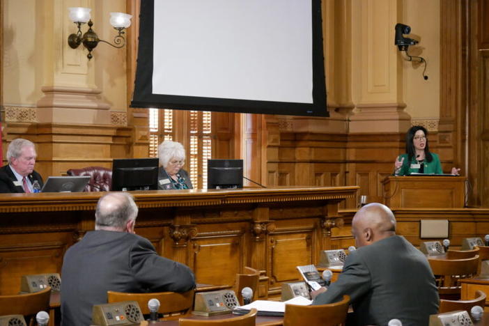 Rep. Michelle Au makes the case for taking a deep dive into the costs and effects of smoking in Georgia at a House Health Committee meeting this week. Jill Nolin/Georgia Recorder