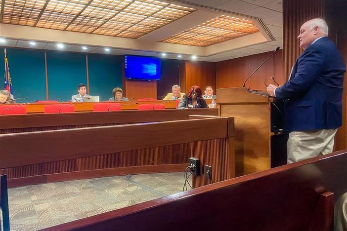 Paul Smith, founder and executive director of Citizen Impact, appears before the Georgia Senate Economic Development and Tourism Committee on Feb. 21, 2023