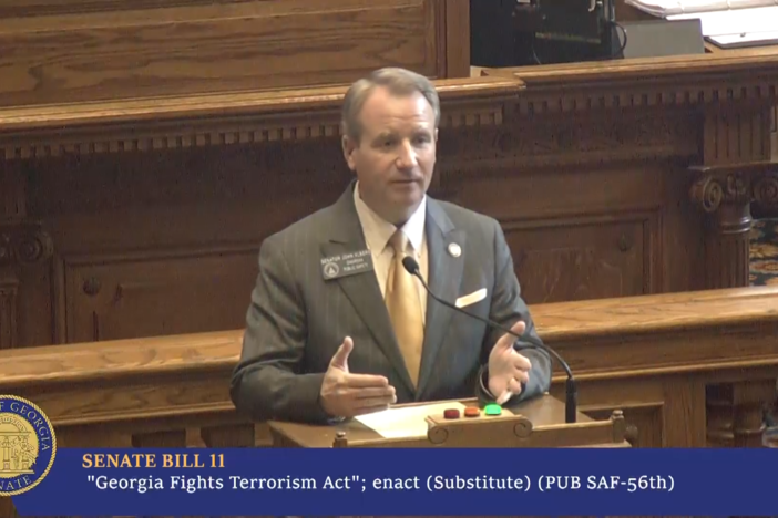 State Sen. John Albers speaks on Senate Bill 11 on the Senate floor