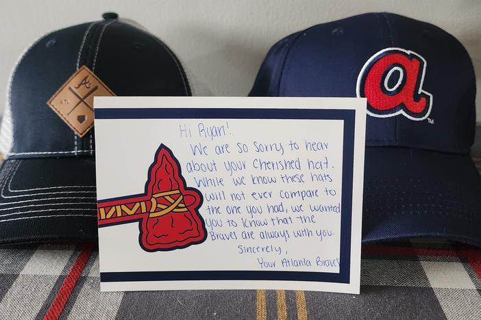 When Ryan Douglas lost the hat his late father gave him, the Braves sent him replacements, along with a note.