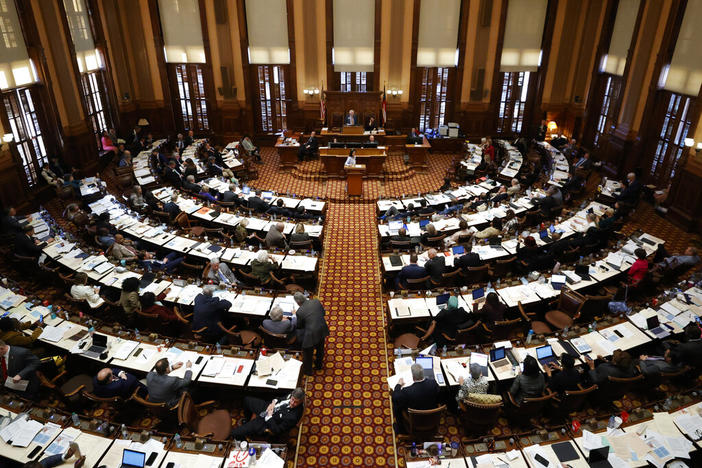 Lawmakers work in the House chambers during crossover day at the Georgia State Capitol on Monday, March 6, 2023, in Atlanta.