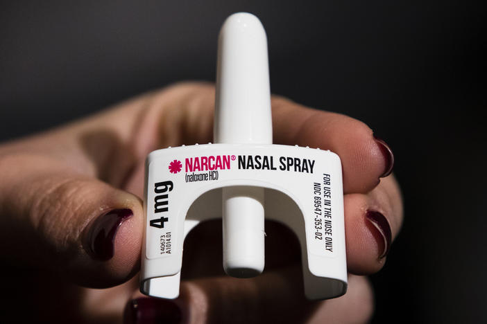 The overdose-reversal drug Narcan is displayed during training for employees of the Public Health Management Corporation (PHMC), Dec. 4, 2018, in Philadelphia. The U.S. Food and Drug Administration has approved selling overdose antidote naloxone over-the-counter, Wednesday, March 29, 2023, marking the first time a opioid treatment drug will be available without a prescription. 