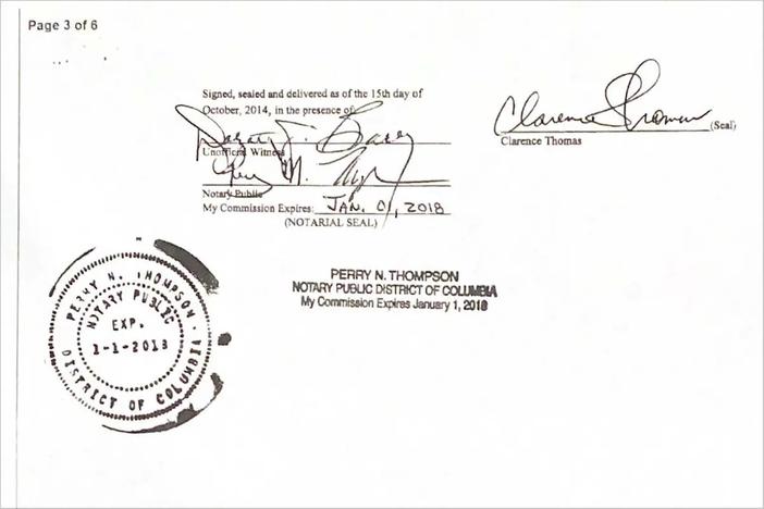 Clarence Thomas’ signature on the deed for his deal with Harlan Crow.