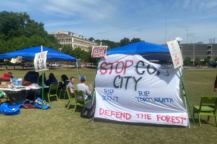Student Activists camped out on Georgia Tech's campus in protest of university ties to the planned police training facility in DeKalb County.