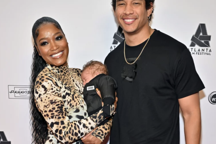 Keke Palmer, Darius Jackson and their newborn Leodis.