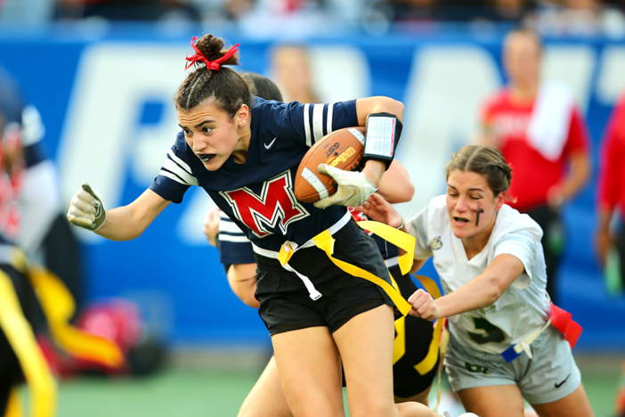 Milton faced off with Blessed Trinity in the 2022 Girls Flag Football Division 3 State Championship live on GPB Sports. The game went to double overtime where the Titans took down the Eagles 19-13. 