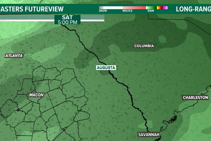 WMAZ's weather forecast predicts the possibility of rain for the 2023 Masters tournament.
