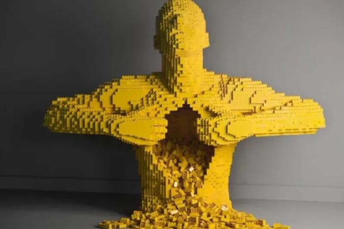 "Yellow" is a sculpture of Lego bricks by artist Nathan Sawaya