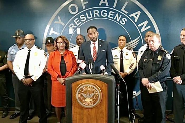 Atlanta Mayor Andre Dickens leads press conference with multiple agencies to announce that shooting suspect Deion Patterson has been arrested.