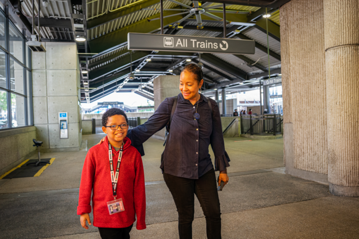Immanuel Stephens and his mother Lisa Stephens at a MARTA platform