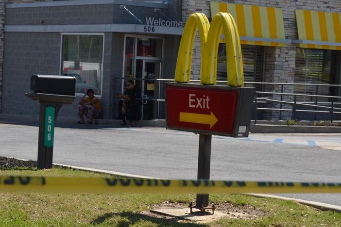 A McDonalds in Moultrie, GA is surrounded by caution tape.