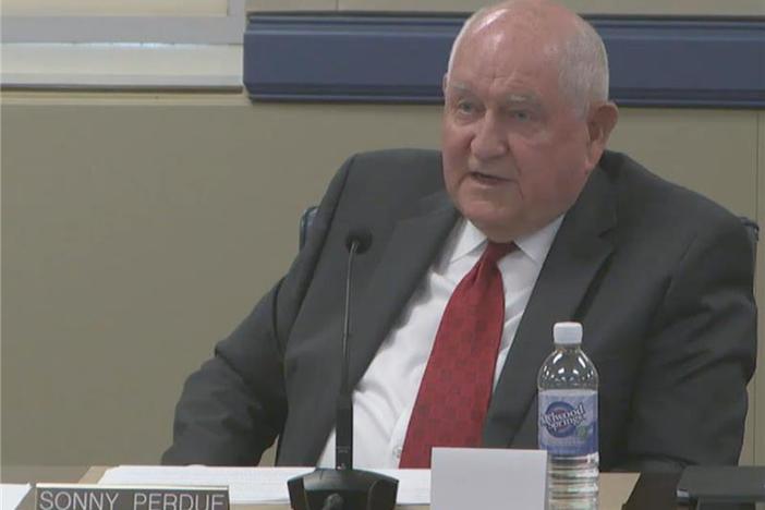 Sonny Perdue, former Governor of Georgia and current Chancellor of the Georgia Board of Regents, speaks in a Regents meeting via livestream on May 16, 2023.