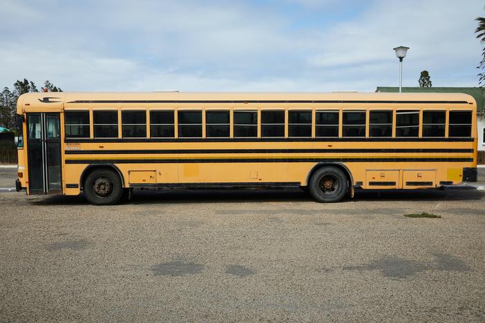 Parked yellow school bus