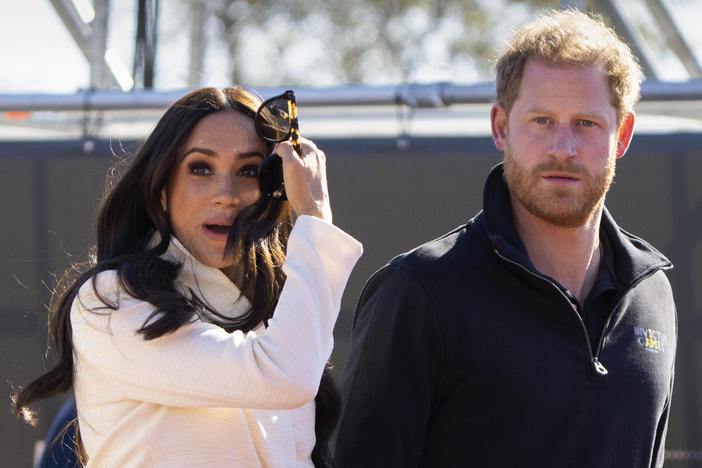 Prince Harry and Meghan Markle, Duke and Duchess of Sussex visit the track and field event at the Invictus Games in The Hague, Netherlands, Sunday, April 17, 2022. A spokesperson for Prince Harry and his wife Meghan says the couple were involved in a car chase while being followed by photographers. The couple’s office says the pair and Meghan’s mother were followed for more than two hours by a half-dozen vehicles after leaving a charity event in New York on Tuesday, May 16, 2023. 