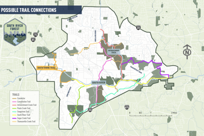 Atlanta City Council member Liliana Bahktiari  introduced a resolution to address environmental issues in the city's South River Forest area. Council members Matt Westmoreland and Jason Dozier also authored the measure that asks the city to implement the Atlanta Regional Commission’s 100-million-dollar South River Forest initiative which would allow for nature trails like those depicted in this drawing..