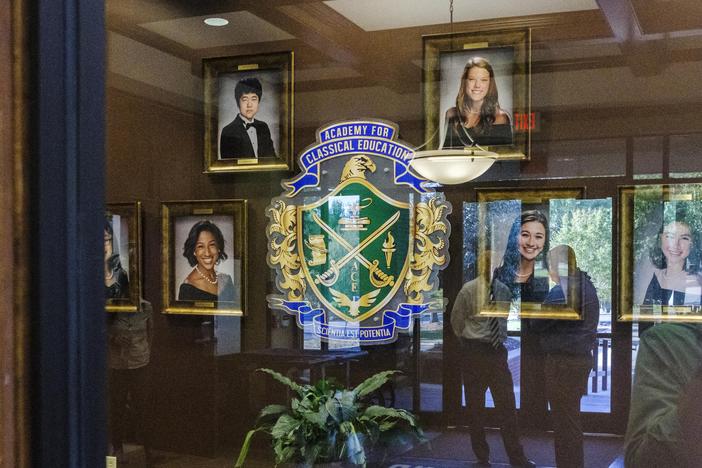 The lobby of the Academy for Classical Education in Macon. 