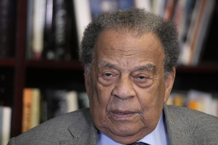 Civil Rights icon Andrew Young speaks during an interview with The Associated Press, May 18, 2023, in Atlanta. Young, one of the last surviving members of Martin Luther King Jr.'s inner circle, recalled the journey to the signing of the Voting Rights Act as an arduous one, often marked by violence and bloodshed.