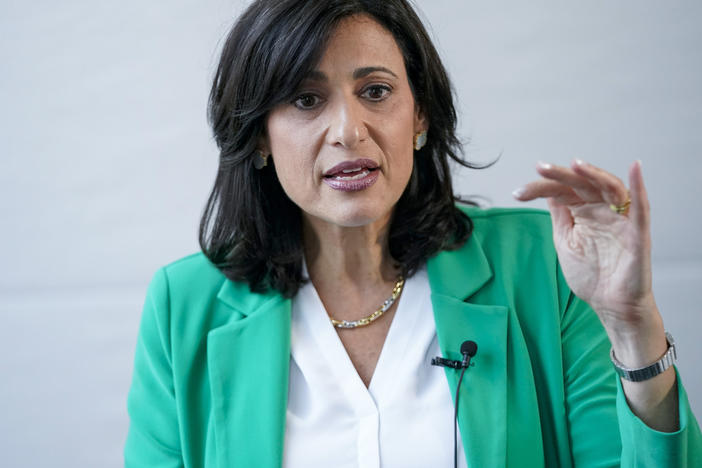 Dr. Rochelle Walensky, director of the Centers for Disease Control and Prevention, speaks during an interview with The Associated Press, Tuesday, June 20, 2023, in New York. 